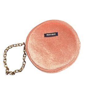 Miu Miu Coral Velvet Key Holder with Gold Chain